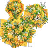 Tavaszi zsongás - Kerek csokor, sárga árnyalatú vegyes virágokból - kicsi méret (106)